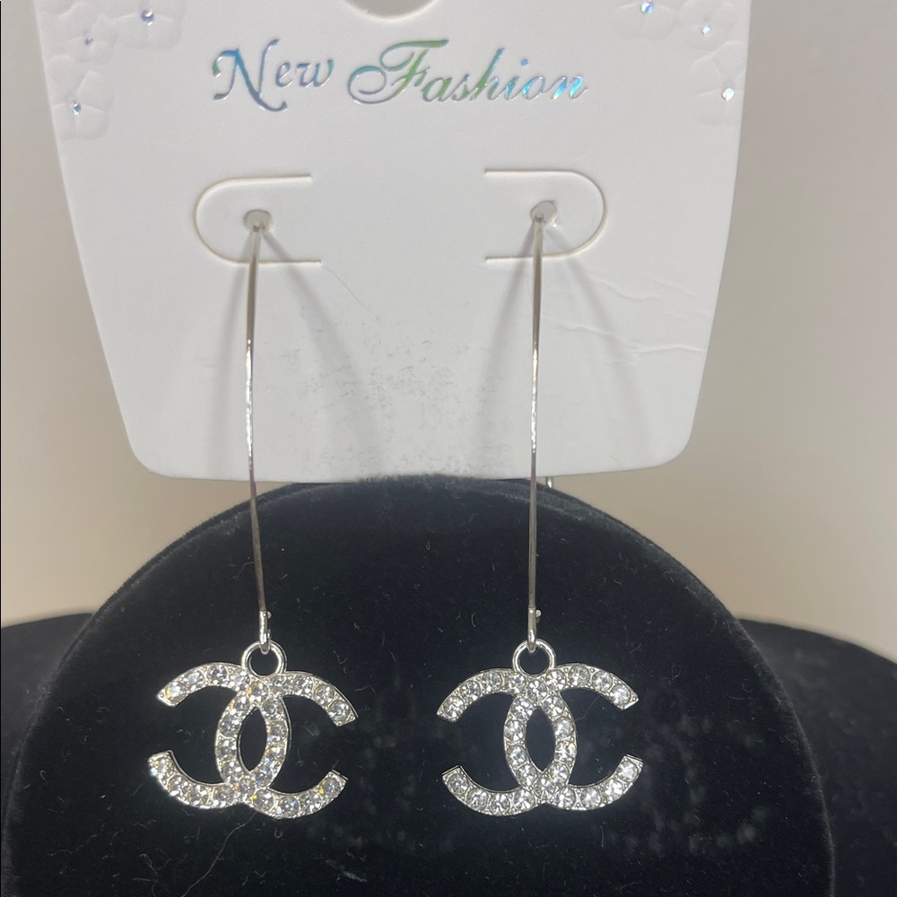 Silver Crystal Drop Earrings